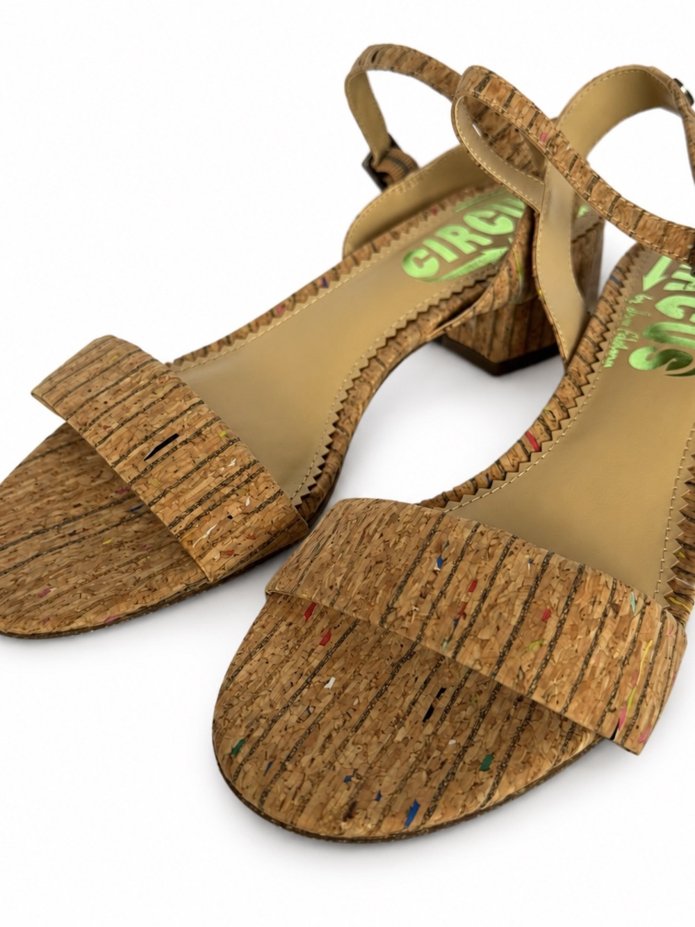 Circus by Sam Edelman Cork Slingback Sandals in Natural with Multicolor Flecks 7